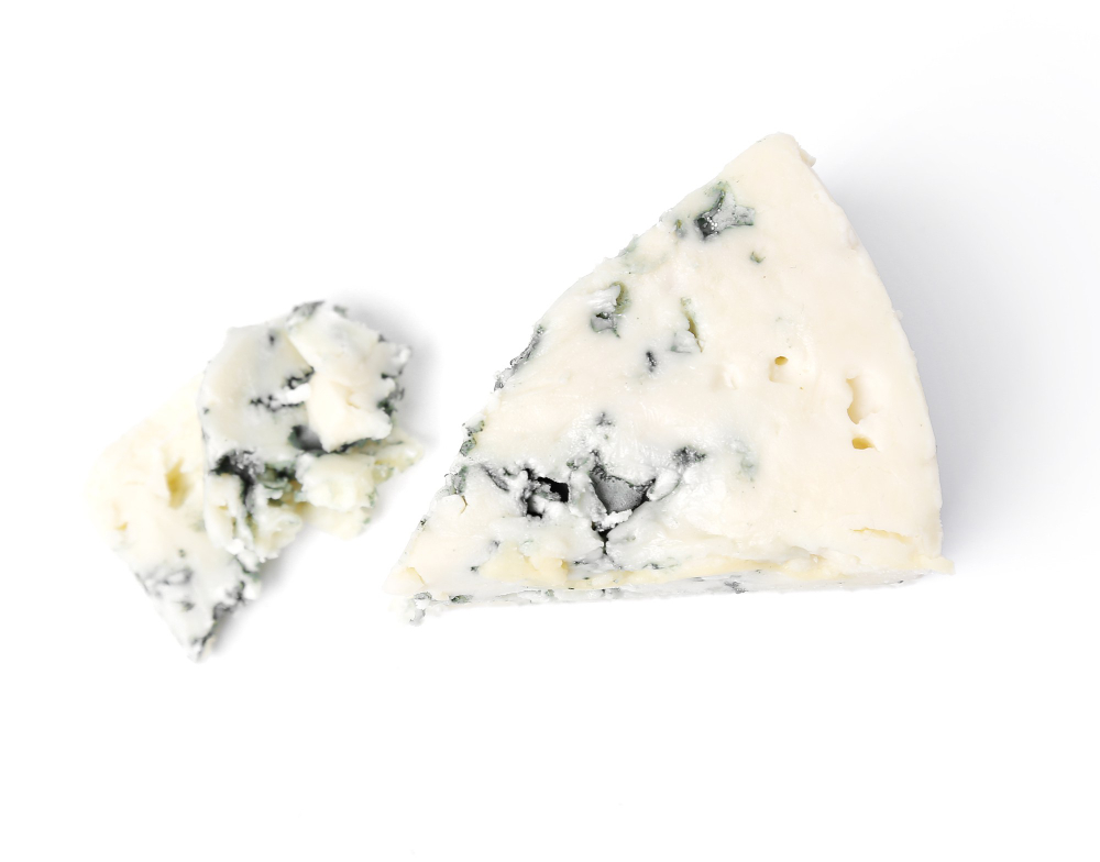 blue cheese with a white background